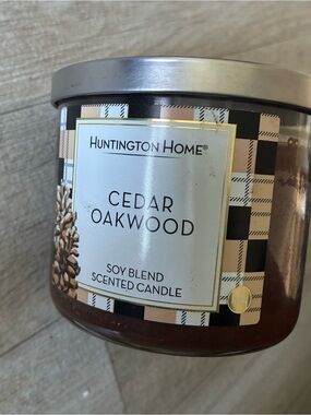Huntington Home Cedar Oakwood Scented Candle - Brown and Black Plaid